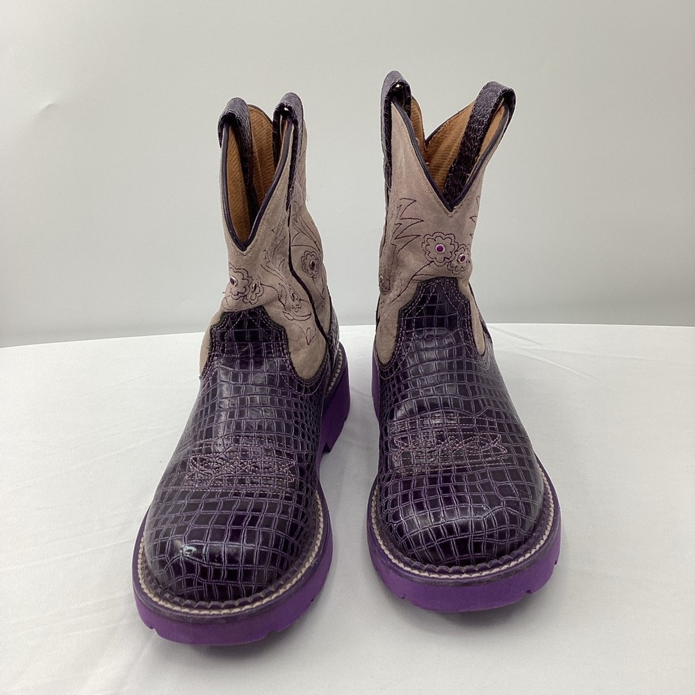 Ariat Fatbaby Purple and Cream Western Boots - Picture 3 of 11
